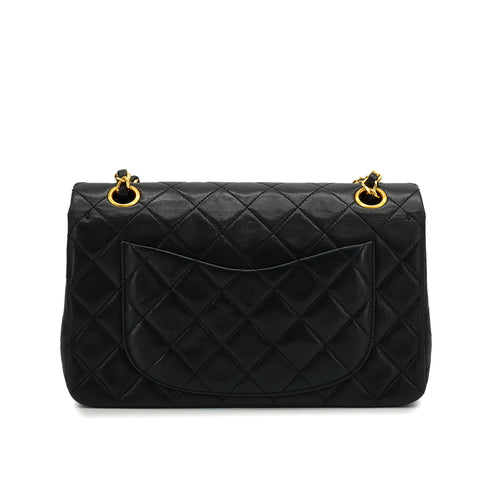 VINTAGE CHANEL CLASSIC FLAP SMALL CHAIN SHOULDER BAG BLACK LAMB SKIN GOLD HARDWARE 90339661