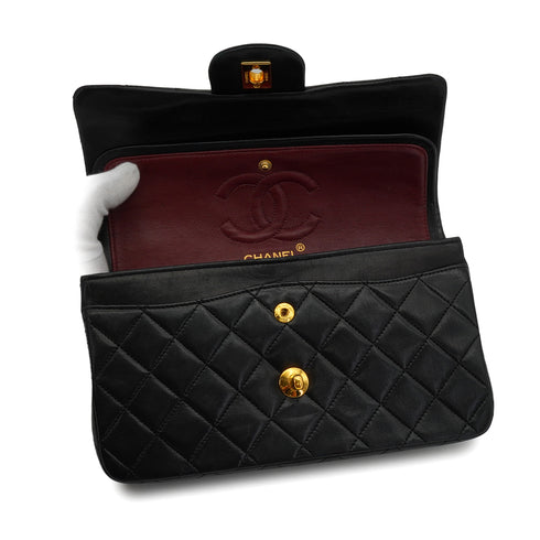 VINTAGE CHANEL CLASSIC FLAP SMALL CHAIN SHOULDER BAG BLACK LAMB SKIN GOLD HARDWARE 90339661