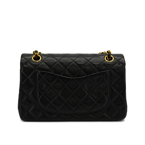 VINTAGE CHANEL CLASSIC FLAP SMALL CHAIN SHOULDER BAG BLACK LAMB SKIN GOLD HARDWARE 90339662
