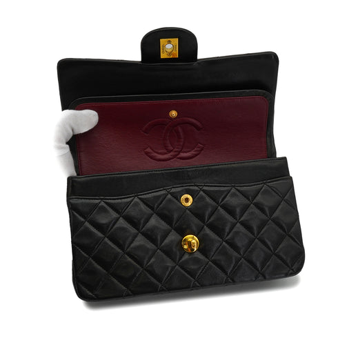 VINTAGE CHANEL CLASSIC FLAP SMALL CHAIN SHOULDER BAG BLACK LAMB SKIN GOLD HARDWARE 90339662