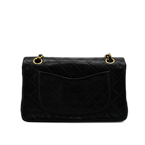 VINTAGE CHANEL CLASSIC FLAP SMALL CHAIN SHOULDER BAG BLACK LAMB SKIN GOLD HARDWARE 90339831