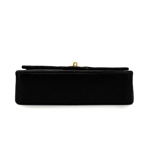 VINTAGE CHANEL CLASSIC FLAP SMALL CHAIN SHOULDER BAG BLACK LAMB SKIN GOLD HARDWARE 90339831