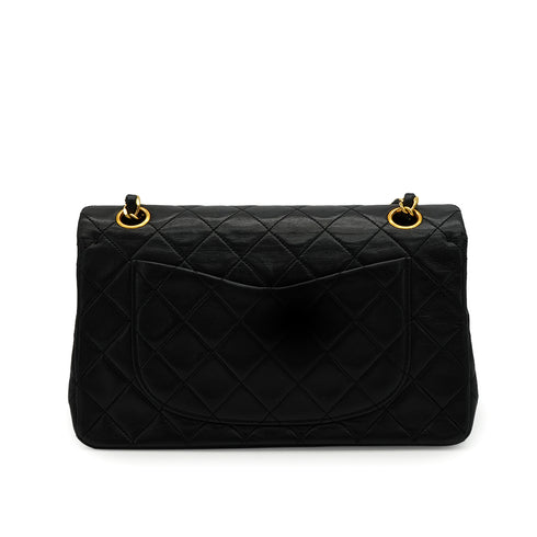 VINTAGE CHANEL CLASSIC FLAP SMALL CHAIN SHOULDER BAG BLACK LAMB SKIN GOLD HARDWARE 90339833