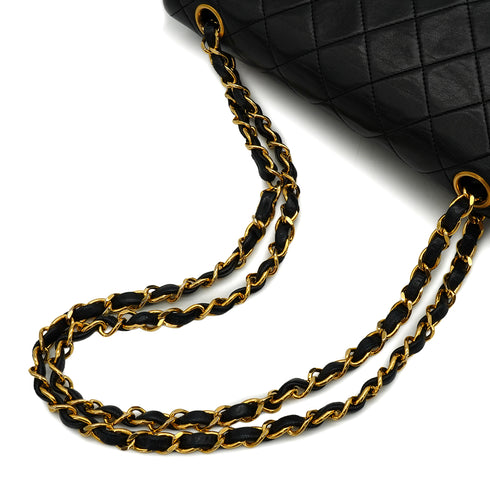 VINTAGE CHANEL CLASSIC FLAP SMALL CHAIN SHOULDER BAG BLACK LAMB SKIN GOLD HARDWARE 90339833
