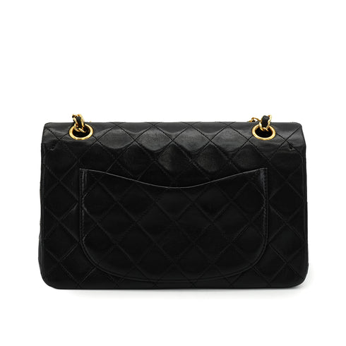 VINTAGE CHANEL CLASSIC FLAP SMALL CHAIN SHOULDER BAG BLACK LAMB SKIN GOLD HARDWARE 90339945