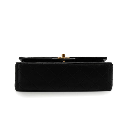 VINTAGE CHANEL CLASSIC FLAP SMALL CHAIN SHOULDER BAG BLACK LAMB SKIN GOLD HARDWARE 90339945