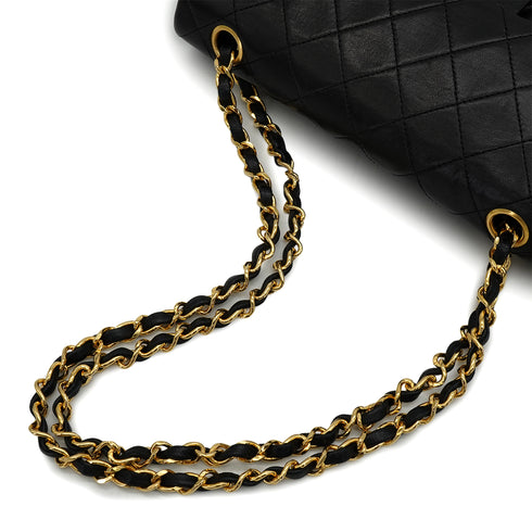 VINTAGE CHANEL CLASSIC FLAP SMALL CHAIN SHOULDER BAG BLACK LAMB SKIN GOLD HARDWARE 90339945