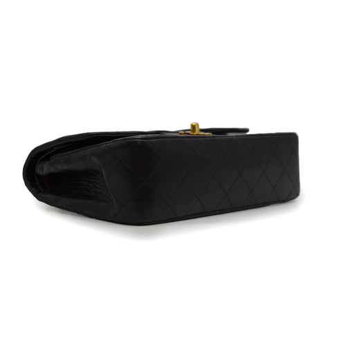 VINTAGE CHANEL CLASSIC FLAP SMALL CHAIN SHOULDER BAG BLACK LAMB SKIN GOLD HARDWARE 90340505