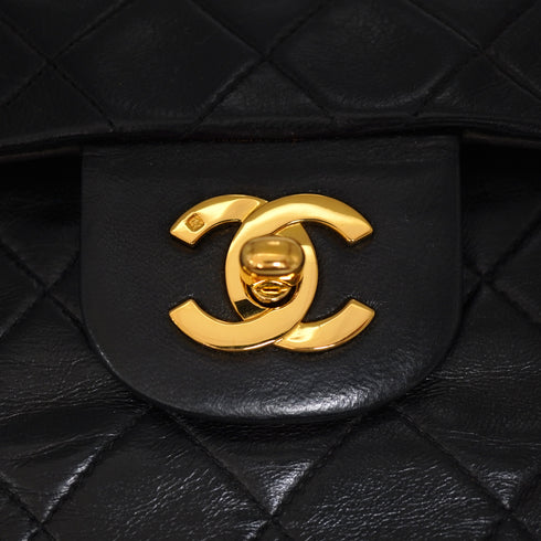 VINTAGE CHANEL CLASSIC FLAP SMALL CHAIN SHOULDER BAG BLACK LAMB SKIN GOLD HARDWARE 90340505