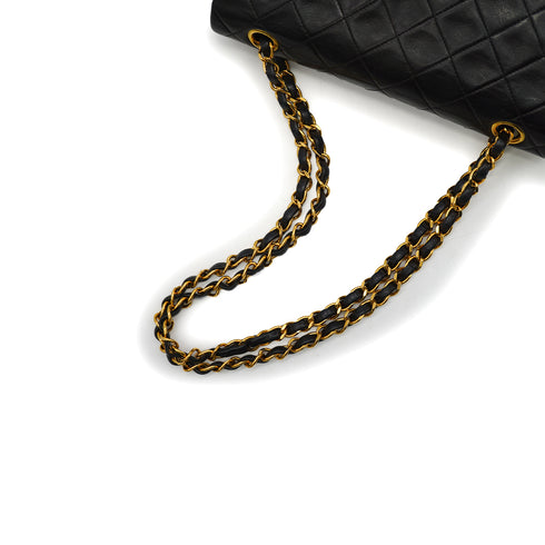 VINTAGE CHANEL CLASSIC FLAP SMALL CHAIN SHOULDER BAG BLACK LAMB SKIN GOLD HARDWARE 90340505