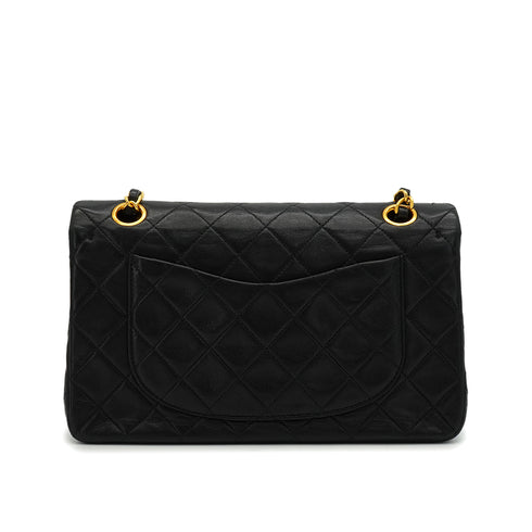 VINTAGE CHANEL CLASSIC FLAP SMALL CHAIN SHOULDER BAG BLACK LAMB SKIN GOLD HARDWARE 90340507