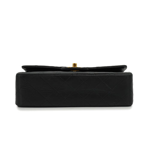 VINTAGE CHANEL CLASSIC FLAP SMALL CHAIN SHOULDER BAG BLACK LAMB SKIN GOLD HARDWARE 90340507