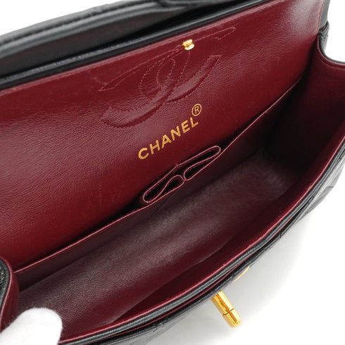 VINTAGE CHANEL CLASSIC FLAP SMALL CHAIN SHOULDER BAG BLACK LAMB SKIN GOLD HARDWARE 90340507