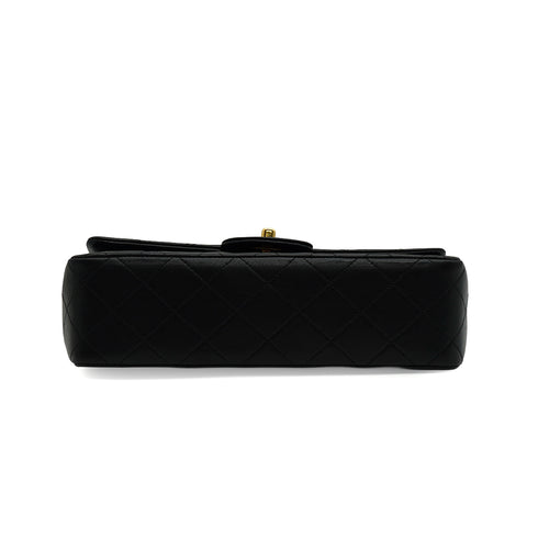 VINTAGE CHANEL CLASSIC FLAP SMALL CHAIN SHOULDER BAG BLACK LAMB SKIN GOLD HARDWARE 90341437