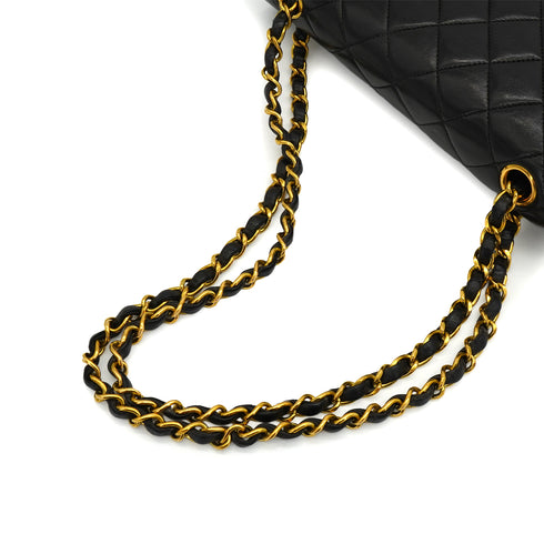 VINTAGE CHANEL CLASSIC FLAP SMALL CHAIN SHOULDER BAG BLACK LAMB SKIN GOLD HARDWARE 90341446