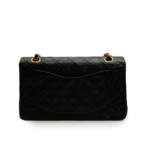 VINTAGE CHANEL CLASSIC FLAP SMALL CHAIN SHOULDER BAG BLACK LAMB SKIN GOLD HARDWARE 90341839