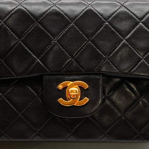 VINTAGE CHANEL CLASSIC FLAP SMALL CHAIN SHOULDER BAG BLACK LAMB SKIN GOLD HARDWARE 90341839