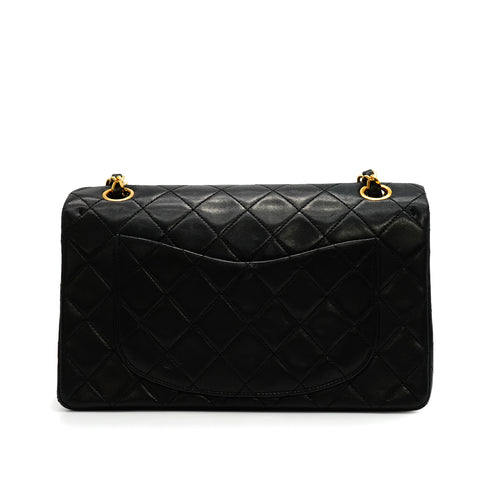 VINTAGE CHANEL CLASSIC FLAP SMALL CHAIN SHOULDER BAG BLACK LAMB SKIN GOLD HARDWARE 90341859