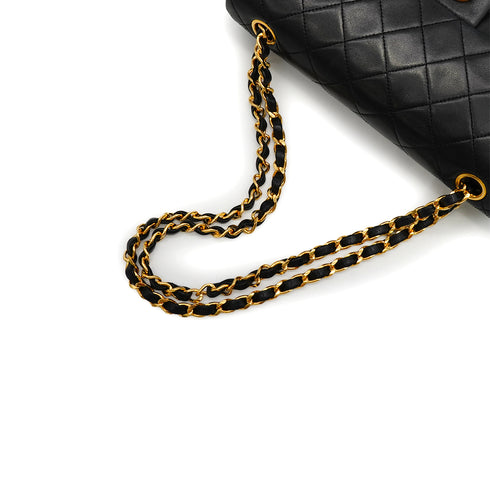 VINTAGE CHANEL CLASSIC FLAP SMALL CHAIN SHOULDER BAG BLACK LAMB SKIN GOLD HARDWARE 90341859