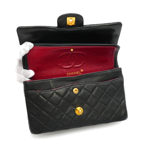 VINTAGE CHANEL CLASSIC FLAP SMALL CHAIN SHOULDER BAG BLACK LAMB SKIN GOLD HARDWARE 90341859