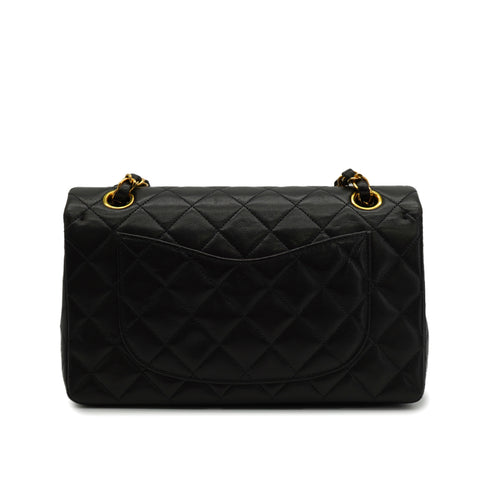 VINTAGE CHANEL CLASSIC FLAP SMALL CHAIN SHOULDER BAG BLACK LAMB SKIN GOLD HARDWARE 90341901