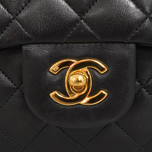 VINTAGE CHANEL CLASSIC FLAP SMALL CHAIN SHOULDER BAG BLACK LAMB SKIN GOLD HARDWARE 90341901