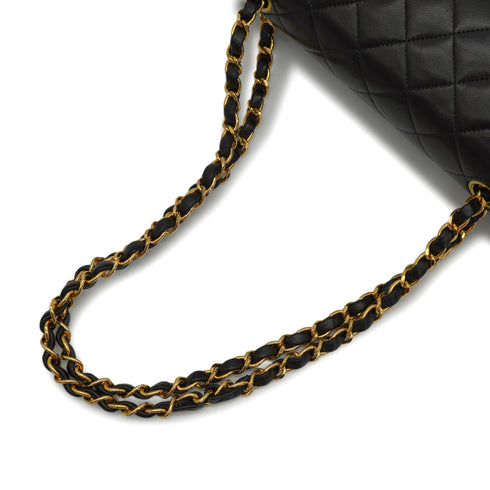 VINTAGE CHANEL CLASSIC FLAP SMALL CHAIN SHOULDER BAG BLACK LAMB SKIN GOLD HARDWARE 90341901
