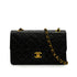 VINTAGE CHANEL CLASSIC FLAP SMALL CHAIN SHOULDER BAG BLACK LAMB SKIN GOLD HARDWARE 90342575