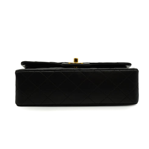 VINTAGE CHANEL CLASSIC FLAP SMALL CHAIN SHOULDER BAG BLACK LAMB SKIN GOLD HARDWARE 90342575
