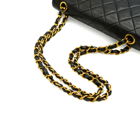 VINTAGE CHANEL CLASSIC FLAP SMALL CHAIN SHOULDER BAG BLACK LAMB SKIN GOLD HARDWARE 90342575