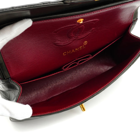VINTAGE CHANEL CLASSIC FLAP SMALL CHAIN SHOULDER BAG BLACK LAMB SKIN GOLD HARDWARE 90342575