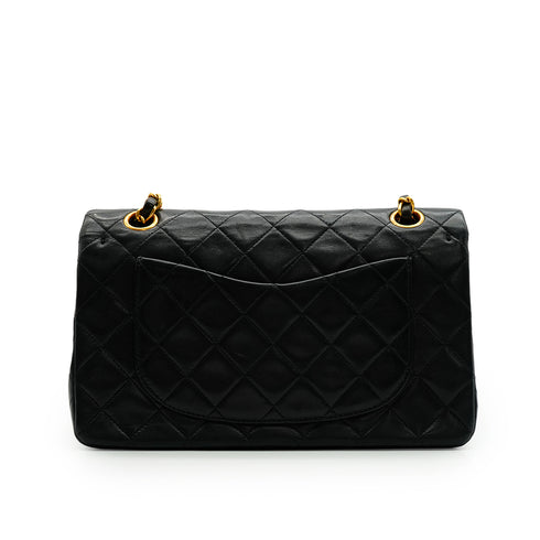 VINTAGE CHANEL CLASSIC FLAP SMALL CHAIN SHOULDER BAG BLACK LAMB SKIN GOLD HARDWARE 90342576