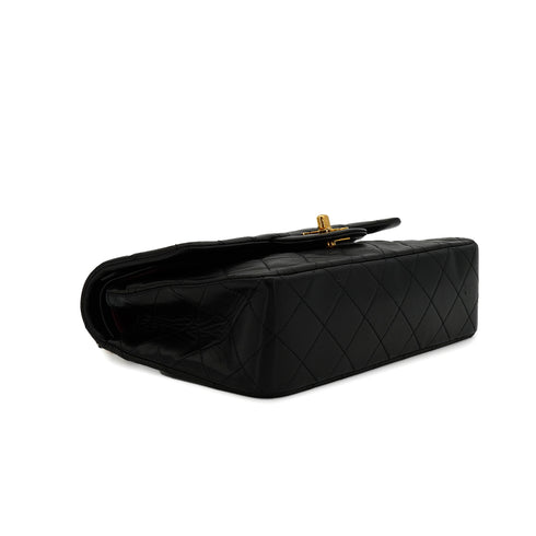 VINTAGE CHANEL CLASSIC FLAP SMALL CHAIN SHOULDER BAG BLACK LAMB SKIN GOLD HARDWARE 90343237