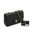 VINTAGE CHANEL CLASSIC FLAP SMALL CHAIN SHOULDER BAG BLACK LAMB SKIN GOLD HARDWARE 90343241