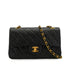 VINTAGE CHANEL CLASSIC FLAP SMALL CHAIN SHOULDER BAG BLACK LAMB SKIN GOLD HARDWARE 90343241