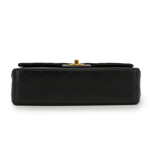VINTAGE CHANEL CLASSIC FLAP SMALL CHAIN SHOULDER BAG BLACK LAMB SKIN GOLD HARDWARE 90343241