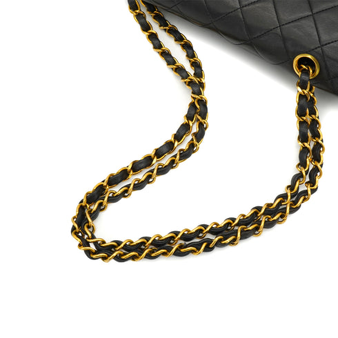 VINTAGE CHANEL CLASSIC FLAP SMALL CHAIN SHOULDER BAG BLACK LAMB SKIN GOLD HARDWARE 90343241