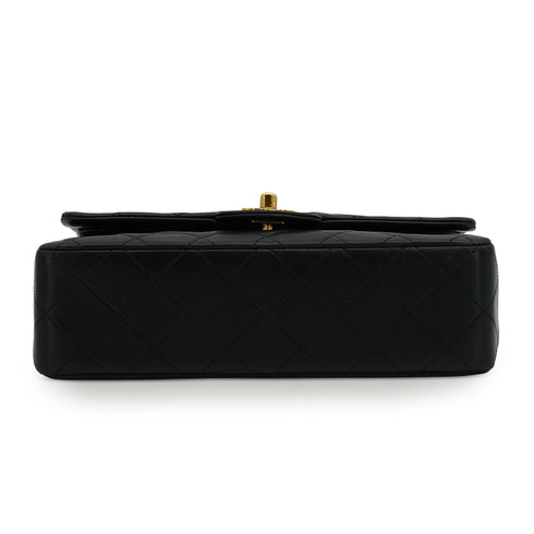 VINTAGE CHANEL CLASSIC FLAP SMALL CHAIN SHOULDER BAG BLACK LAMB SKIN GOLD HARDWARE 90343243