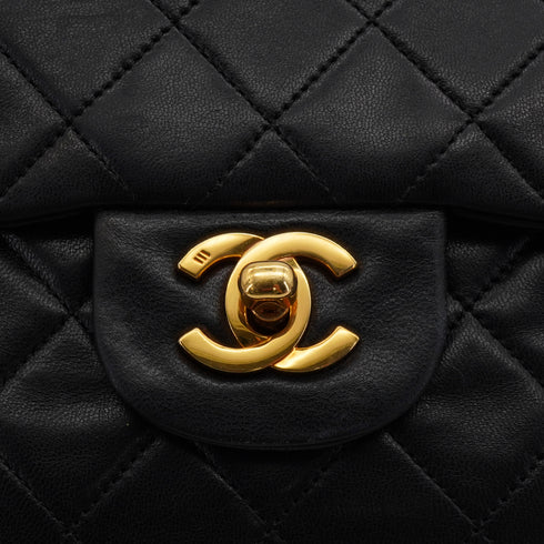 VINTAGE CHANEL CLASSIC FLAP SMALL CHAIN SHOULDER BAG BLACK LAMB SKIN GOLD HARDWARE 90343243