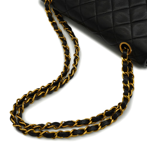 VINTAGE CHANEL CLASSIC FLAP SMALL CHAIN SHOULDER BAG BLACK LAMB SKIN GOLD HARDWARE 90343947