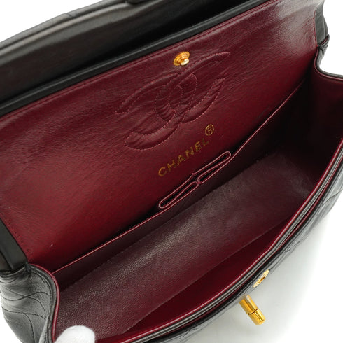 VINTAGE CHANEL CLASSIC FLAP SMALL CHAIN SHOULDER BAG BLACK LAMB SKIN GOLD HARDWARE 90343947