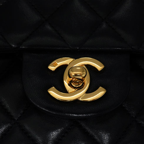 VINTAGE CHANEL CLASSIC FLAP SMALL CHAIN SHOULDER BAG BLACK LAMB SKIN GOLD HARDWARE 90343948