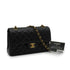 VINTAGE CHANEL CLASSIC FLAP SMALL CHAIN SHOULDER BAG BLACK LAMB SKIN GOLD HARDWARE 90343948