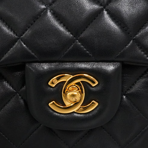 VINTAGE CHANEL CLASSIC FLAP SMALL CHAIN SHOULDER BAG BLACK LAMB SKIN GOLD HARDWARE 90344364
