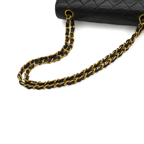 VINTAGE CHANEL CLASSIC FLAP SMALL CHAIN SHOULDER BAG BLACK LAMB SKIN GOLD HARDWARE 90344364