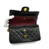 VINTAGE CHANEL CLASSIC FLAP SMALL CHAIN SHOULDER BAG BLACK LAMB SKIN GOLD HARDWARE 90344364