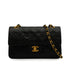 VINTAGE CHANEL CLASSIC FLAP SMALL CHAIN SHOULDER BAG BLACK LAMB SKIN GOLD HARDWARE 90344371