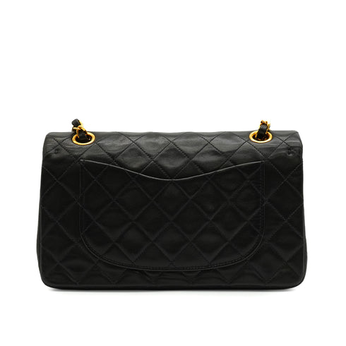 VINTAGE CHANEL CLASSIC FLAP SMALL CHAIN SHOULDER BAG BLACK LAMB SKIN GOLD HARDWARE 90344371