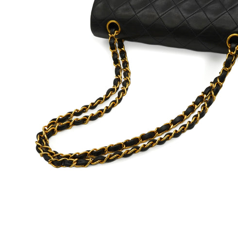 VINTAGE CHANEL CLASSIC FLAP SMALL CHAIN SHOULDER BAG BLACK LAMB SKIN GOLD HARDWARE 90344371