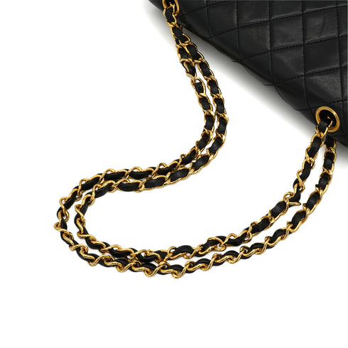 VINTAGE CHANEL CLASSIC FLAP SMALL CHAIN SHOULDER BAG BLACK LAMB SKIN GOLD HARDWARE 90344391